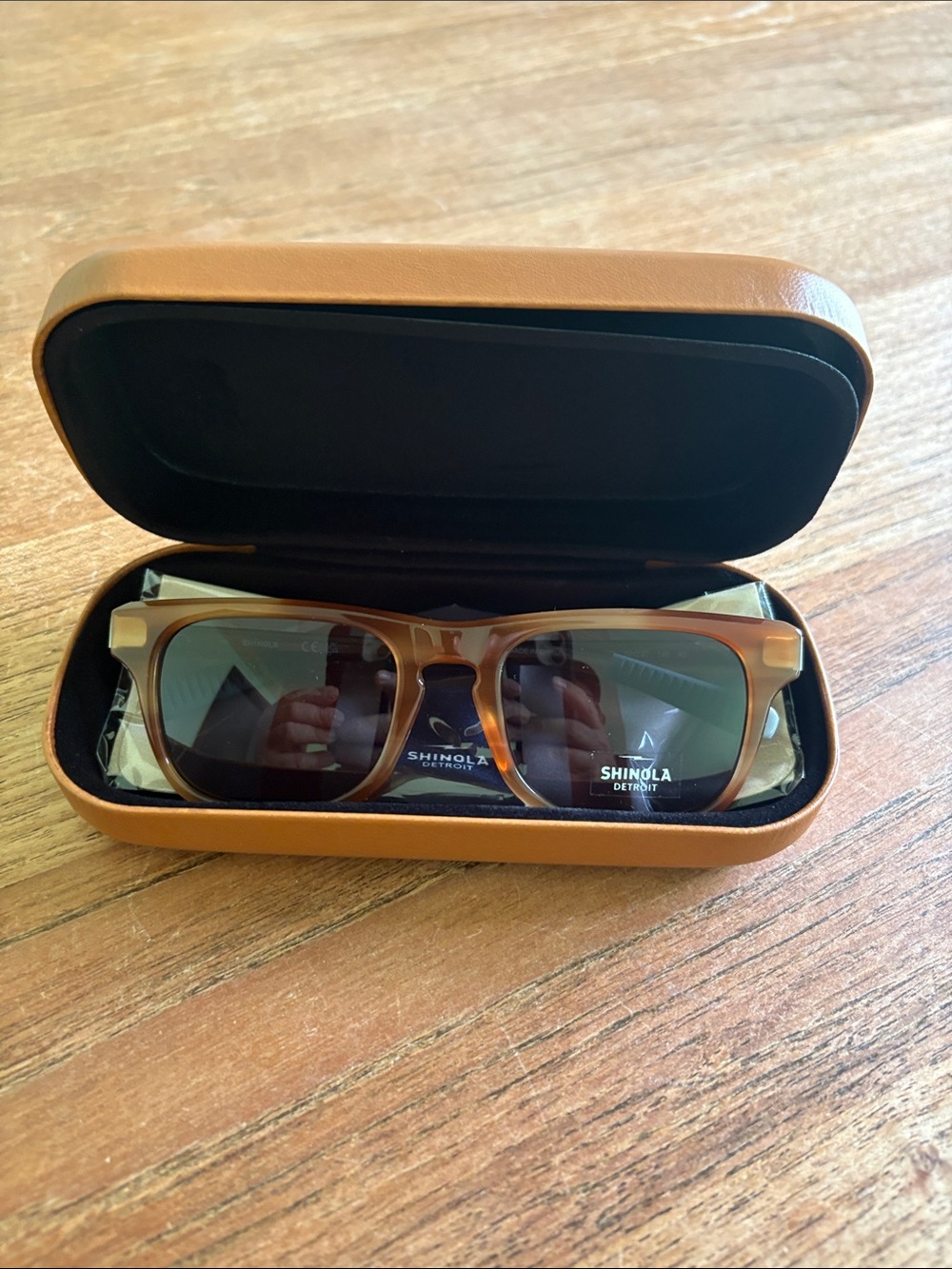 Shinola Tortoiseshell Sunglasses with Tan Case - Picture 5 of 6